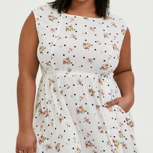 Torrid White Floral Polka Dot Crepe Tunic Size 4